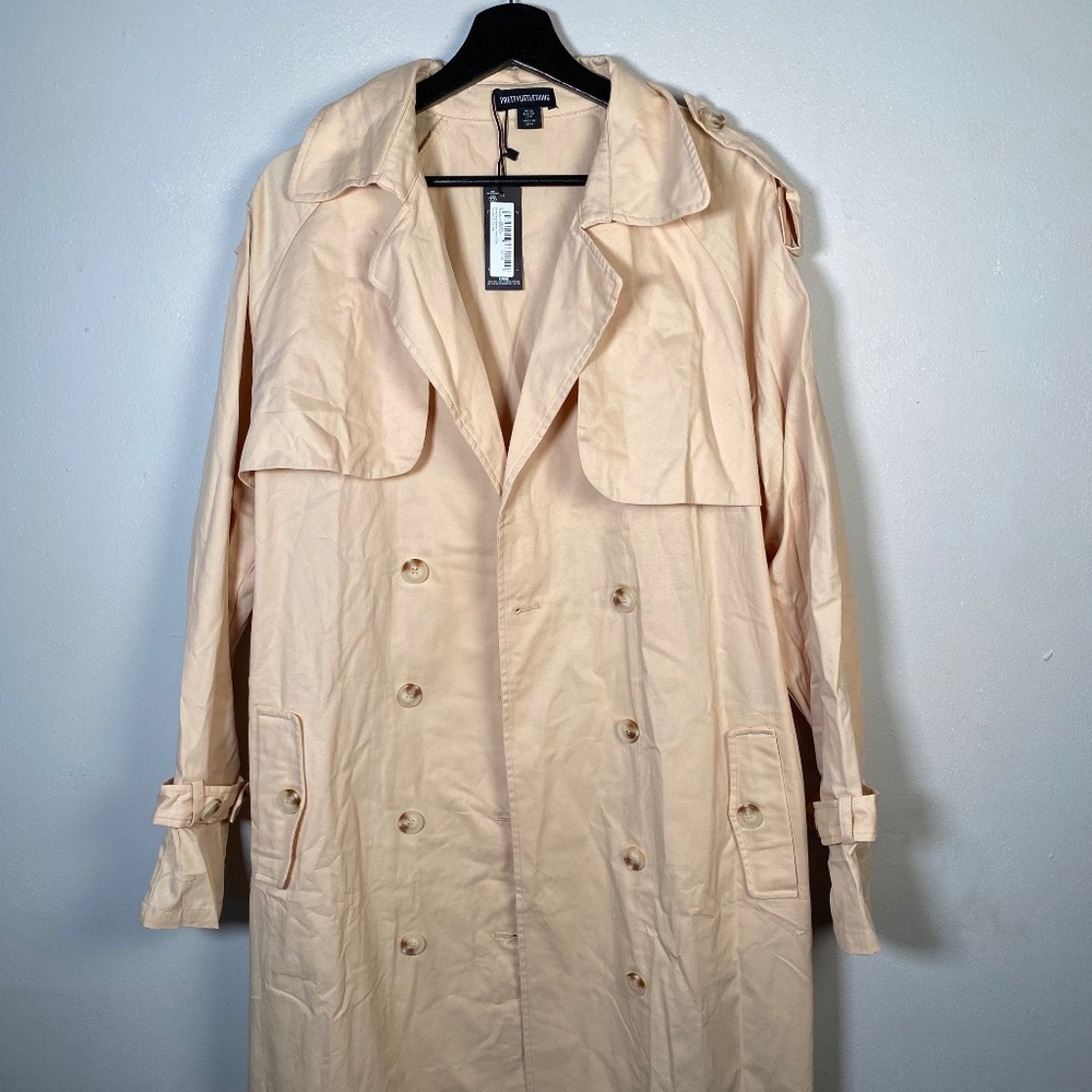 [NEW] Prettylittlething Stone Belted Trench Coat